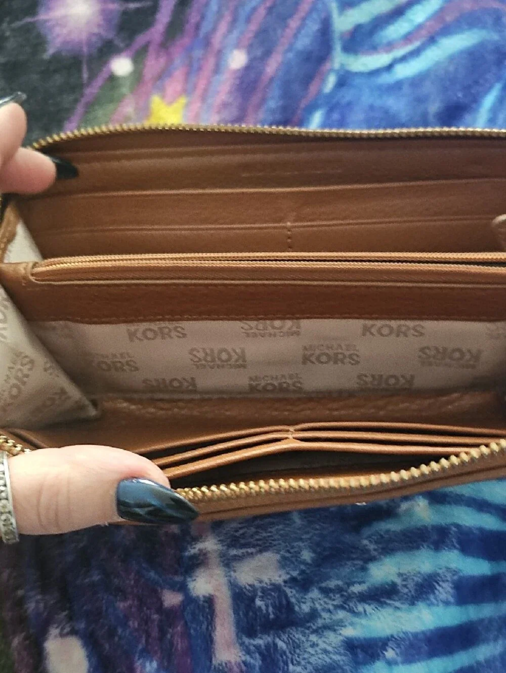Michael Kors Chestnut Brown Leather Zip-Around Wallet with Gold Hardware